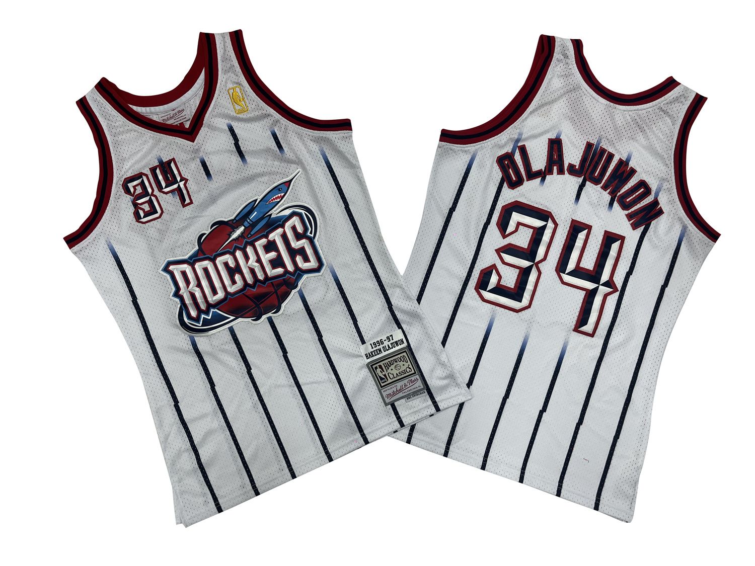 Men Houston Rockets #34 Olajuwon White Throwback NBA Jersey->denver nuggets->NBA Jersey